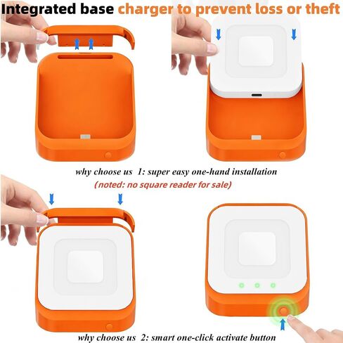 2 Packs Square Dock for Square Reader 2nd Generation, Holder Stand for Square Reader 2nd Generation, Smart Anti-Sleep Button, Anti-Slip Base Dock (Cable & Wall Charger, NO Reader in Kuwait