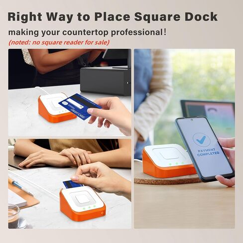 2 Packs Square Dock for Square Reader 2nd Generation, Holder Stand for Square Reader 2nd Generation, Smart Anti-Sleep Button, Anti-Slip Base Dock (Cable & Wall Charger, NO Reader in Kuwait