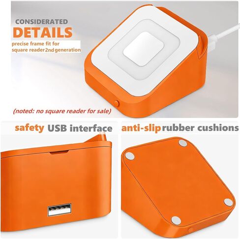2 Packs Square Dock for Square Reader 2nd Generation, Holder Stand for Square Reader 2nd Generation, Smart Anti-Sleep Button, Anti-Slip Base Dock (Cable & Wall Charger, NO Reader in Kuwait