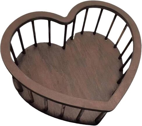 Newborn Photography Prop Heart Shaped Posing Basket Wooden Sofa Bowl Mini Basin Shower Decoration with Construction Suitable for Gift Giv in Saudi Arabia