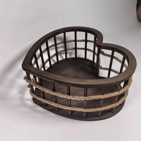 Newborn Photography Prop Heart Shaped Posing Basket Wooden Sofa Bowl Mini Basin Shower Decoration with Construction Suitable for Gift Giv in Saudi Arabia