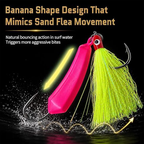 FishTrip Pompano Jigs 5 Pack with Teaser Hooks, Surf Fishing Jig Heads Saltwater Stand-Up Banana Shape Swimbait Jigs, O’Shaughnessy Hooks for Redfish Flounder, Multiple Colors, 1/4oz 3/8oz 1/2oz 3/4oz in Saudi Arabia