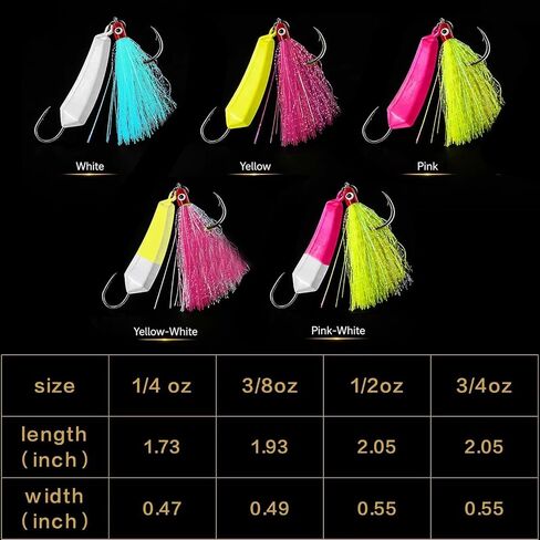 FishTrip Pompano Jigs 5 Pack with Teaser Hooks, Surf Fishing Jig Heads Saltwater Stand-Up Banana Shape Swimbait Jigs, O’Shaughnessy Hooks for Redfish Flounder, Multiple Colors, 1/4oz 3/8oz 1/2oz 3/4oz in Saudi Arabia
