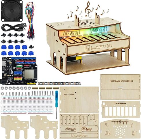 LAFVIN ESP32 DIY Electronic Piano Kit, Programmable Music Learning Kit with RGB Lights, Dual Play Modes, Web Remote Control Compatible with Arduino IDE in Saudi Arabia