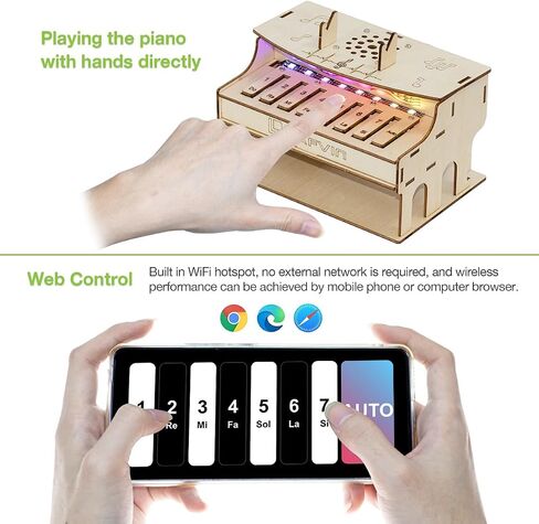 LAFVIN ESP32 DIY Electronic Piano Kit, Programmable Music Learning Kit with RGB Lights, Dual Play Modes, Web Remote Control Compatible with Arduino IDE in Saudi Arabia