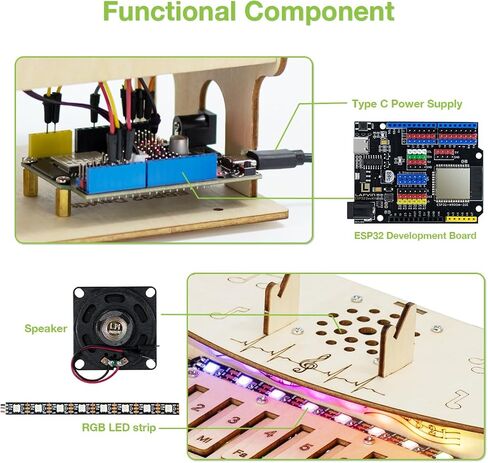 LAFVIN ESP32 DIY Electronic Piano Kit, Programmable Music Learning Kit with RGB Lights, Dual Play Modes, Web Remote Control Compatible with Arduino IDE in Saudi Arabia