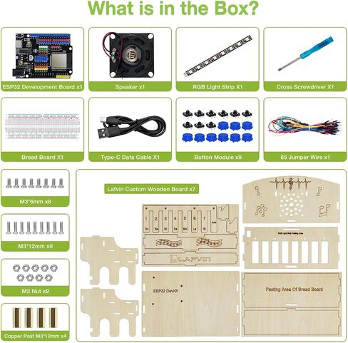 LAFVIN ESP32 DIY Electronic Piano Kit, Programmable Music Learning Kit with RGB Lights, Dual Play Modes, Web Remote Control Compatible with Arduino IDE in Saudi Arabia