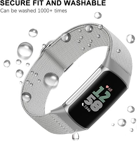 Compatible with Fitbit Charge 6 Watch Bands, 3 Pack Stretchy Nylon Sport Loop Wristbands Replacement for Fitbit Charge 5 Band/Charge 6 Fitness Tracker Women Men-Breathable, Lightweight, Elastic in Saudi Arabia
