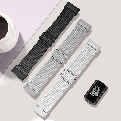 Compatible with Fitbit Charge 6 Watch Bands, 3 Pack Stretchy Nylon Sport Loop Wristbands Replacement for Fitbit Charge 5 Band/Charge 6 Fitness Tracker Women Men-Breathable, Lightweight, Elastic in Saudi Arabia