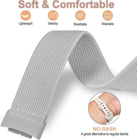 Compatible with Fitbit Charge 6 Watch Bands, 3 Pack Stretchy Nylon Sport Loop Wristbands Replacement for Fitbit Charge 5 Band/Charge 6 Fitness Tracker Women Men-Breathable, Lightweight, Elastic in Saudi Arabia