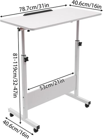 Mobile Laptop Desk, Rolling Computer Stand Portable Laptop Desk, White in Saudi Arabia