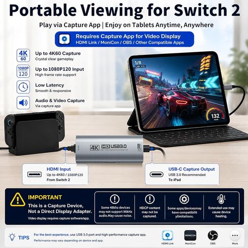 Guermok 4K USB 3.0 Video Capture Card for Streaming with PD 100W, 4K@60FPS in Saudi Arabia