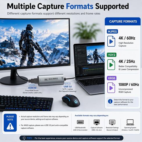 Guermok 4K USB 3.0 Video Capture Card for Streaming with PD 100W, 4K@60FPS in Saudi Arabia