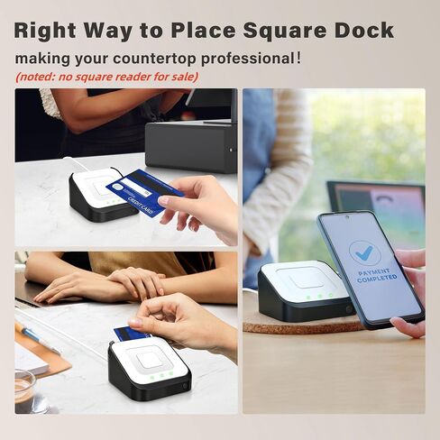 2 Packs Dock for Square Reader 2nd Generation, Holder Stand for Square Reader 2nd Generation, Smart Anti-Sleep Button, Anti-Slip Base Dock (Cable & Wall Charger, NO Machine in Kuwait