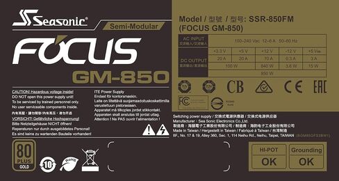 Seasonic Focus SSR-850FM, 850W 80+ Gold, Semi-Modular, Fits All ATX Systems, Fan Control in Silent and Cooling Mode, 7 Year Warranty, Perfect Power Supply for Gaming and Various Application (Renewed) in Kuwait