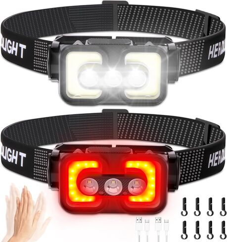 Rechargeable Headlamp with Red Light Motion Sensor 2 Packs in Kuwait