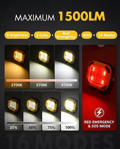 Rechargeable Magnetic Work Light, 4Brightness+3CCT+SOS,Portable Mini Light in Kuwait