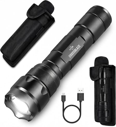 Tactical Flashlight with Flip-Top Magnetic Holster, 1000 Lumens Single Modes LED Police Flashlight for Patrol, Tactical Task, Security in Kuwait