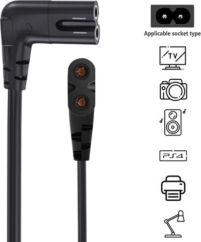 Replacement 5 ft AC Power Cord Compatible with Samsung UN75AU8000FXZA TV – 2-Prong Figure-8 (C7) 125V 7A Black Power Cable for 75" Crystal UHD 4K Smart Television in Kuwait