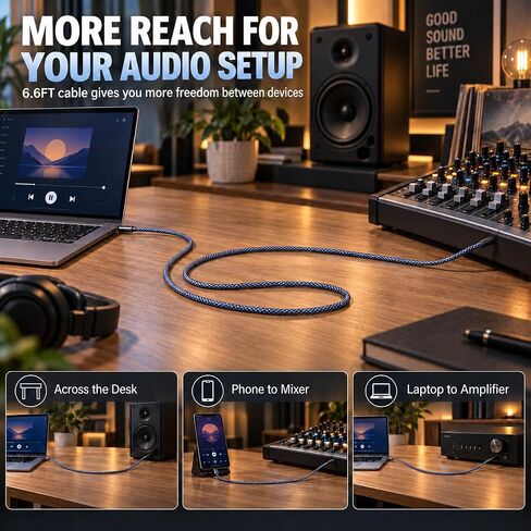 USB C to 1/4 inch TRS Stereo Audio Cable 6.6FT, Built-in DAC Chip Compatible with Android & iPhone 15/16/17, Samsung Galaxy S24, iPad Pro, MacBook for Amplifier, Mixer, Speaker (Audio Output Only) in Kuwait