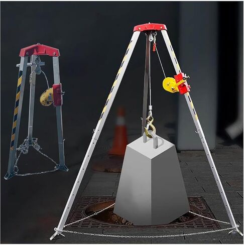 Confined Space Rescue Tripod with Retractable Legs - Heavy Duty Lifting Equipment, 65ft to 98ft Winch, 2600lbs Capacity in Kuwait