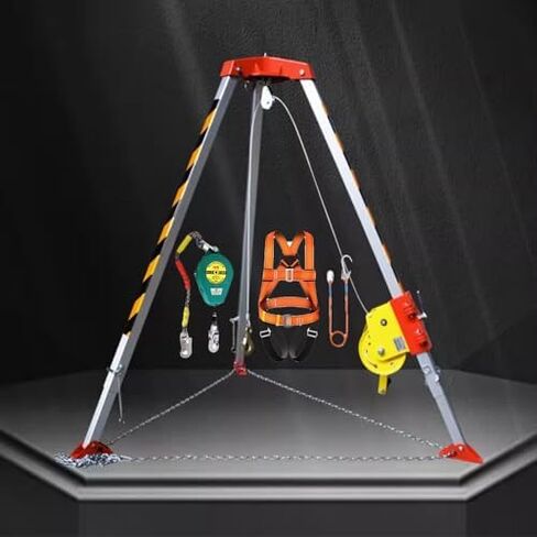 Retractable Lifting TripodConfined Space Tripod Kit Aluminum Confined Space Tripod Kit Heavy Duty Fire Sewer Retractable Lifting Tripod/Safety Manhole Support,2600lbs Win in Kuwait