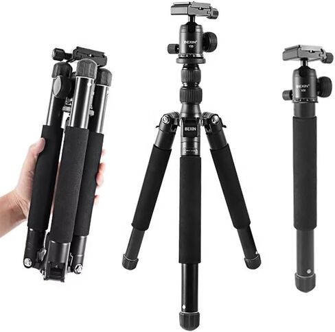 59" Aluminum Alloy Camera Tripod, 2 in 1 Travel Tripod with 30mm Ball Head in Kuwait