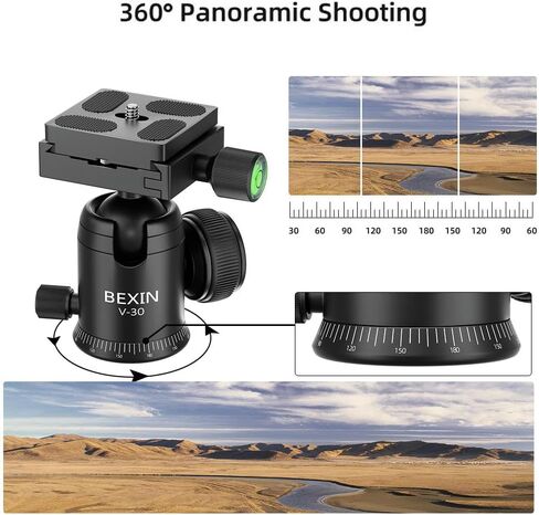 59" Aluminum Alloy Camera Tripod, 2 in 1 Travel Tripod with 30mm Ball Head in Kuwait