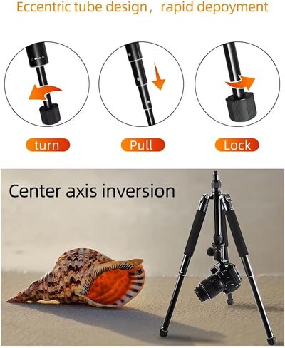 59" Aluminum Alloy Camera Tripod, 2 in 1 Travel Tripod with 30mm Ball Head in Kuwait