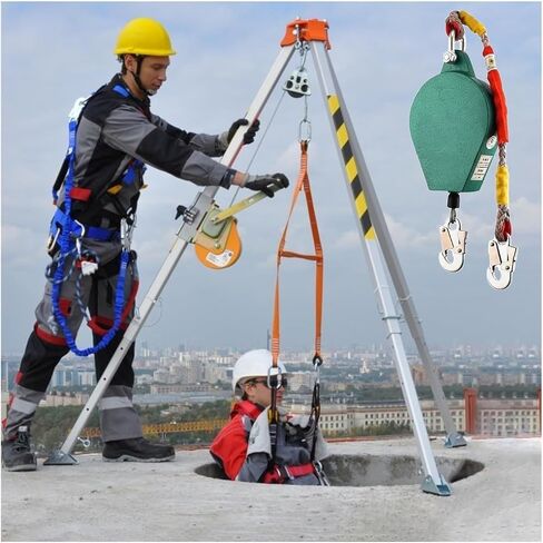 Emergency Rescue Tripod Adjustable 2.14m Aluminum Tripod with 1180kg Winch for Lifting & Fall Protection. Perfect for Construction & Safety Professionals. in Kuwait