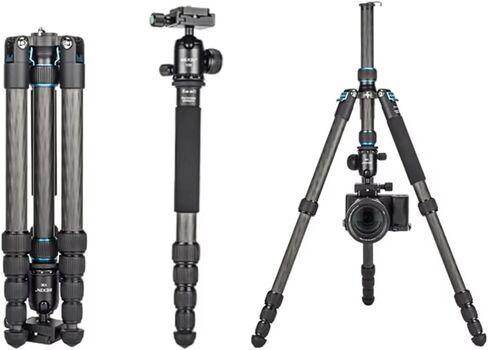 60" Carbon Fiber Camera Tripod, 2 in 1 Travel Tripod with 30mm Ball Head in Kuwait