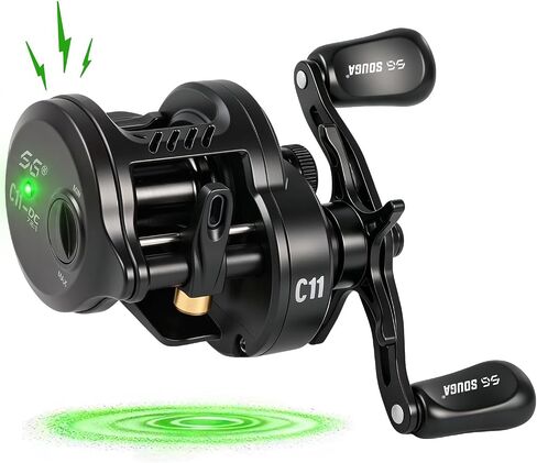 SOUGA Round DC Baitcaster Reel, 7.2:1 Gear Ratio, Black in Kuwait