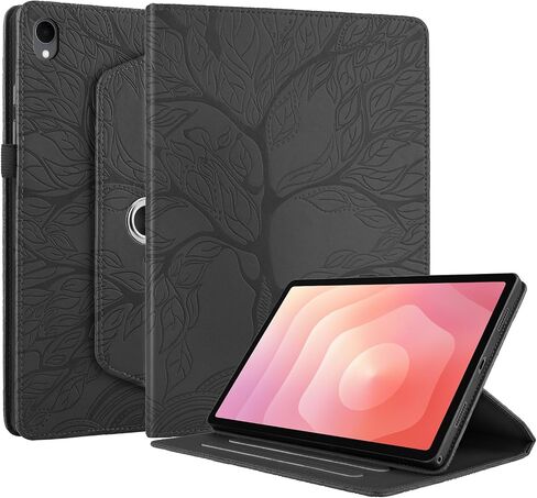 Compatible with Samsung Galaxy Tab S11 11 Inch 2025 SM-X730 – ‘Tree of Life’ Embossed Pattern Stand-Style Foldable and rotatable Tablet Protective case Without auto-Sleep/Wake Function (Black) in Saudi Arabia