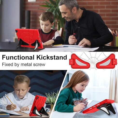 Case for iPad 6th/5th Generation 9.7 Inch 2018/2017, Rugged Full-Body Heavy Duty Soft Silicone Cute Protective Case Kids Boys Girls Cover with Handle Stand for iPad Air 2/Pro 9.7 - Red+Black in Saudi Arabia