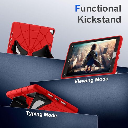 Case for iPad 6th/5th Generation 9.7 Inch 2018/2017, Rugged Full-Body Heavy Duty Soft Silicone Cute Protective Case Kids Boys Girls Cover with Handle Stand for iPad Air 2/Pro 9.7 - Red+Black in Saudi Arabia