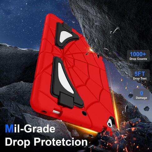Case for iPad 6th/5th Generation 9.7 Inch 2018/2017, Rugged Full-Body Heavy Duty Soft Silicone Cute Protective Case Kids Boys Girls Cover with Handle Stand for iPad Air 2/Pro 9.7 - Red+Black in Saudi Arabia