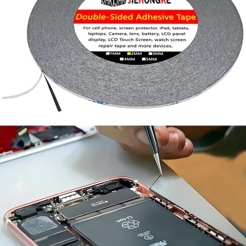 2pcs 2mm*50M Electronics Maintenancd Upkeep&Repair Double Sided Adhesive Tape with 1 Tweezers for Cell Phone, iPad, Tablets, Laptops, LCD Screen in Saudi Arabia