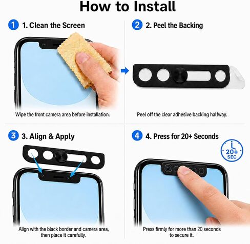 Front Camera Cover Compatible with iPhone 12 Series/11/11Pro/11 Pro Max/X Series, Anti‑Spy Webcam Slide, Lens Protector with Strong Adhesive, Privacy & Security Protector-Black (2 Pack) in Kuwait