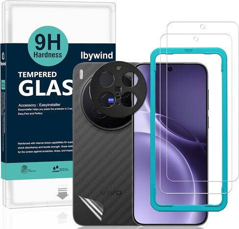 Ibywind for vivo X300 Pro 5G Screen Protector,2 Pack,9H Hardness Tempered Glass and Camera Lens Protector,with Alignment Frame,Full Coverage,Bubble Free,Fingerprint Unlock,Scratch Resistant in Kuwait