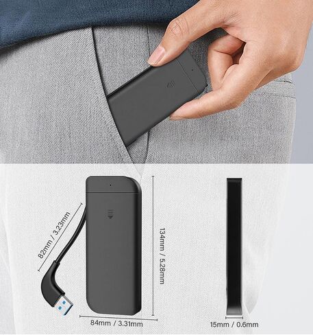 M.2 NGFF SATA SSD Enclosure Adapter,5Gbps USB3.0 Tool-Free Hidden Cord,SSD Reader Supports B and B&M Keys with Size 2280 2260 2242 2230 (Not for M.2 NVME) in Kuwait