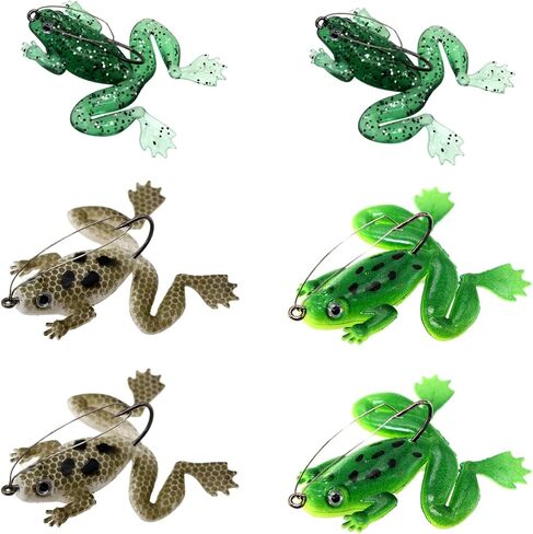 6 Pack Soft Frog Baits with Hooks Weedless Fishing Set in Kuwait