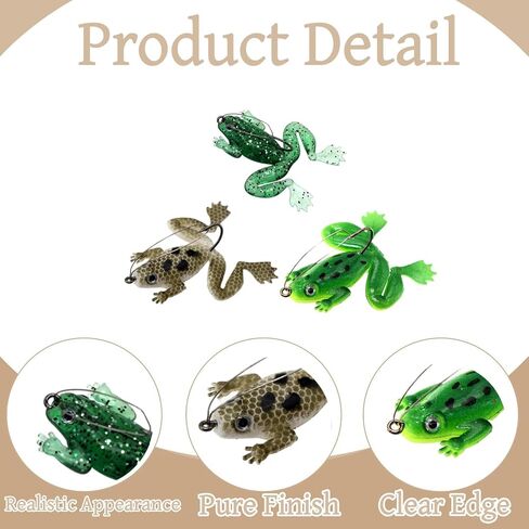 6 Pack Soft Frog Baits with Hooks Weedless Fishing Set in Kuwait
