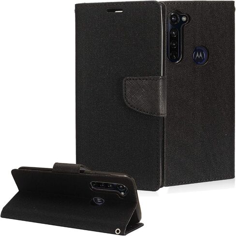 for Motorola Moto G Stylus XT2043, Moto G Power XT2041 (2020 Version) - Denim Fabric Flip Wallet Phone Case - CT5 Black in Kuwait