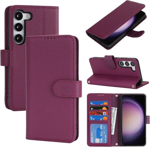 Zouzt Leather Wallet Case for Samsung Galaxy S25 6.2", 4 Card Slot, Orange in Kuwait