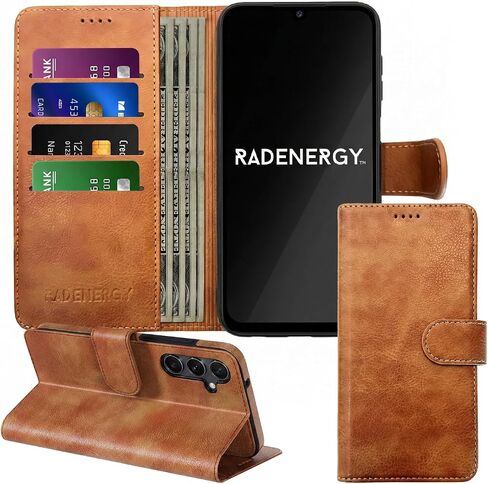 EMF Blocking Leather Wallet Case for Samsung Galaxy A16 5G, Brown in Saudi Arabia