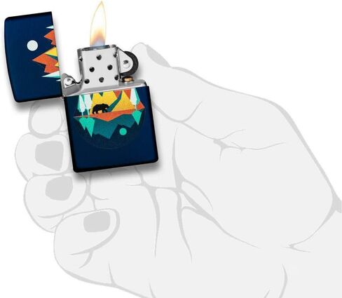 Zippo Geometric Bear and Mountains Design Pocket Lighter in Kuwait