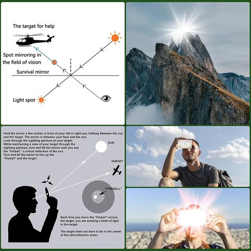 Signal Mirror Survival Kits Military Grade, 3 x 5 in Camping Mirror with Survival Whistle, Gifts for Men, Birthday Gifts for Fathers Husband Boyfriends in Kuwait