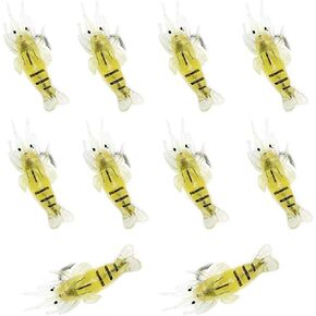 10Pcs Shrimp Simulation Soft, Voodoo Shrimp 2In Gulp Prawn Lure Bait Hook Tackle Bass Fishing Lures Fishing Soft Plastic Lures 4cm