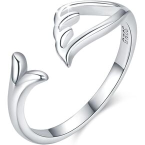 925 Sterling Silver Adjustable Rings for Women Girls Star/Infinity/Feather Angel Wings/Leaf Rings Open Bands Ring Moonstone Jewelry Gift for Christmas Birthday Anniversary