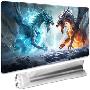 SIXTORE Premium Board Game 14x24in TCG Playmat Compatible for OCG CCG RPG MTG Playmats,Mousepad Desk Mats(Ice and Fire)